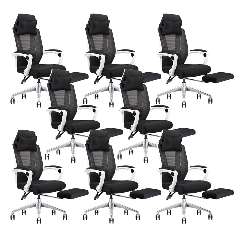 Modern Padded Arms Office Chair Tilt Mechanism Ergonomic Desk Chair with Wheels Black White 8 Piece Set With Footrest Clearhalo 'furn' 'furn_office_chair' 'Furniture' 'Office Chairs' 'Office Furniture' 'office_chair' 7202815