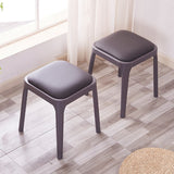 Glam Ottoman Faux Leather Stain Resistant Solid Color Square Ottoman with Legs Clearhalo 'furn' 'furn_ottomans_poufs' 'Furniture' 'Living Room Furniture' 'Ottomans & Poufs' 'ottomans_poufs' 7202968