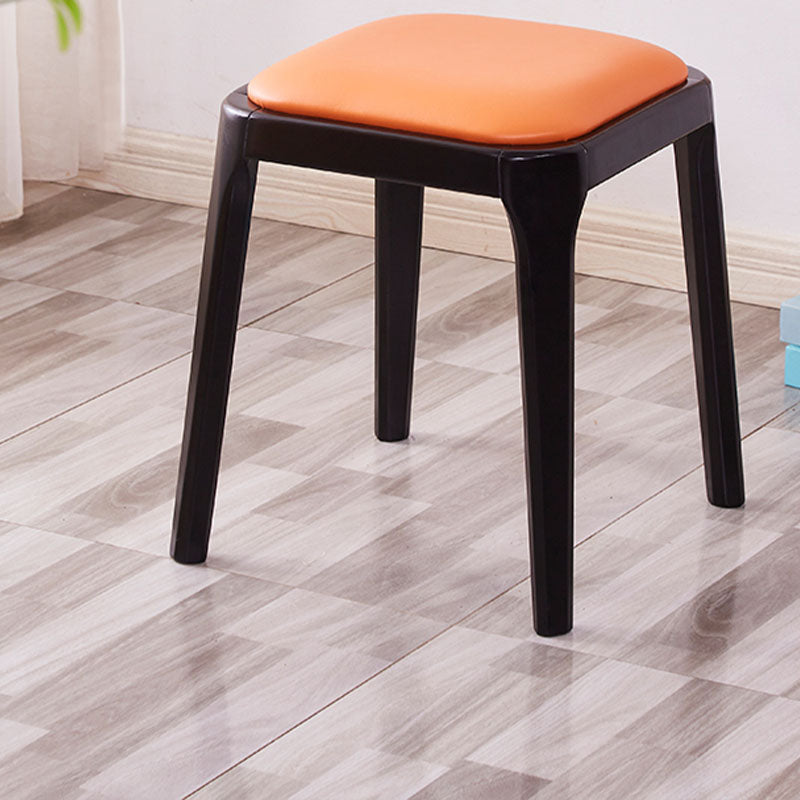 Glam Ottoman Faux Leather Stain Resistant Solid Color Square Ottoman with Legs Orange 1 Piece Clearhalo 'furn' 'furn_ottomans_poufs' 'Furniture' 'Living Room Furniture' 'Ottomans & Poufs' 'ottomans_poufs' 7202976