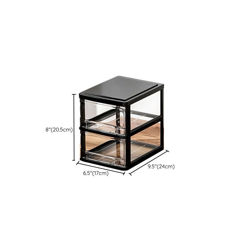 Lateral Filing Cabinet Transparent Plastic Drawers File Cabinet for Home or Office