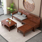 Brown Square Arm Sectional Sofas Solid Wood Sectional Couch for Living Room