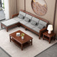 Brown Square Arm Sectional Sofas Solid Wood Sectional Couch for Living Room