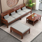 Brown Square Arm Sectional Sofas Solid Wood Sectional Couch for Living Room