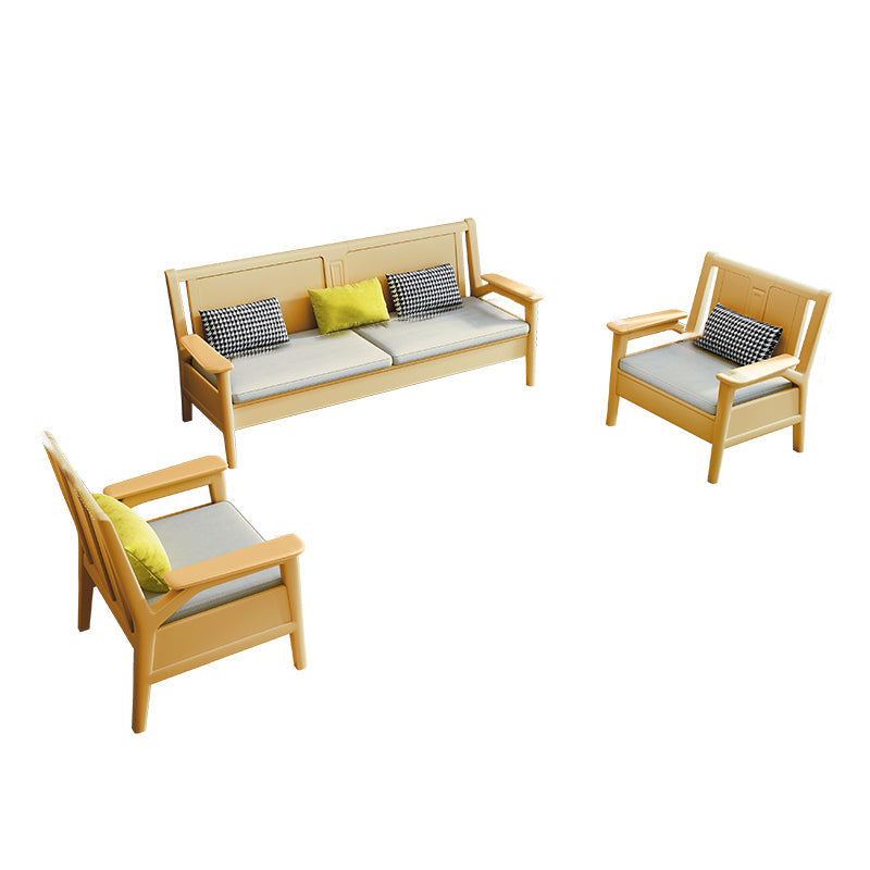 Solid Wood Sectional Sofas Solid Wood Natural Color Sectional Couch 1-Seater Sofa & 1-Seater Sofa & 3-Seater Sofa Cotton and Linen Clearhalo 'furn' 'furn_sectionals' 'Furniture' 'Living Room Furniture' 'Sectionals' 7204937