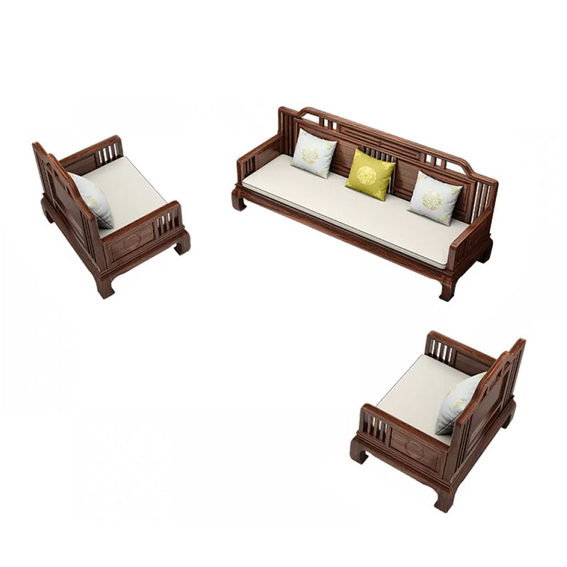 Scandinavian Sectional Sofas Solid Wood Brown Sectional Couch 1-Seater Sofa & 1-Seater Sofa & 3-Seater Sofa Flannel Clearhalo 'furn' 'furn_sectionals' 'Furniture' 'Living Room Furniture' 'Sectionals' 7204952