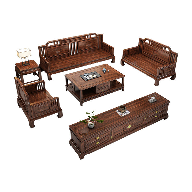 Scandinavian Sectional Sofas Solid Wood Brown Sectional Couch Clearhalo 'furn' 'furn_sectionals' 'Furniture' 'Living Room Furniture' 'Sectionals' 7204960