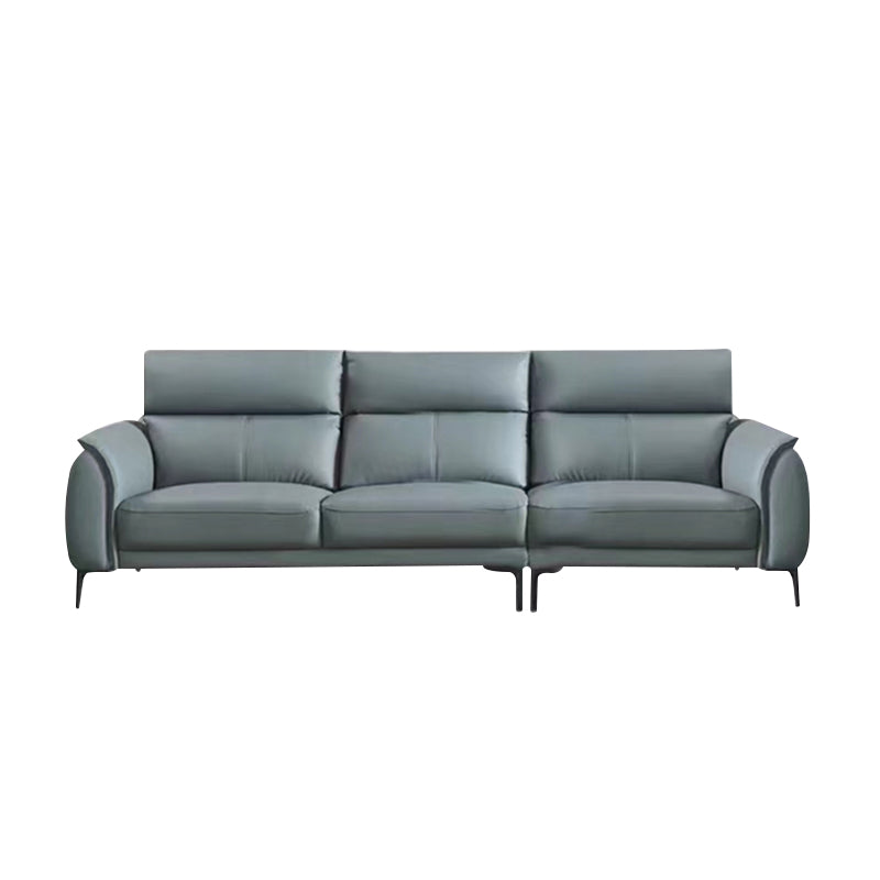 Flared Arms Sectionals Genuine Leather Sectional Sofa for Living Room Genuine Leather Horizontal Clearhalo 'furn' 'furn_sectionals' 'Furniture' 'Living Room Furniture' 'Sectionals' 7205071