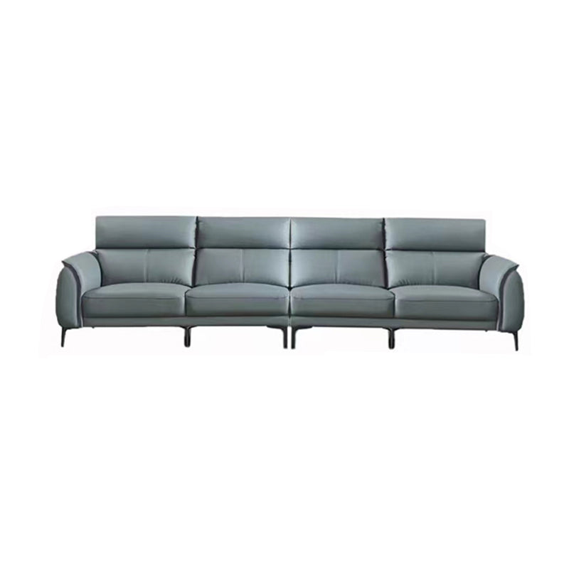 Flared Arms Sectionals Genuine Leather Sectional Sofa for Living Room Genuine Leather Horizontal Clearhalo 'furn' 'furn_sectionals' 'Furniture' 'Living Room Furniture' 'Sectionals' 7205072