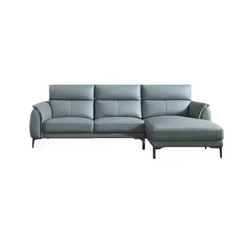 Flared Arms Sectionals Genuine Leather Sectional Sofa for Living Room 2-Seater Sofa with Chaise Lounge Genuine Leather Right Clearhalo 'furn' 'furn_sectionals' 'Furniture' 'Living Room Furniture' 'Sectionals' 7205074