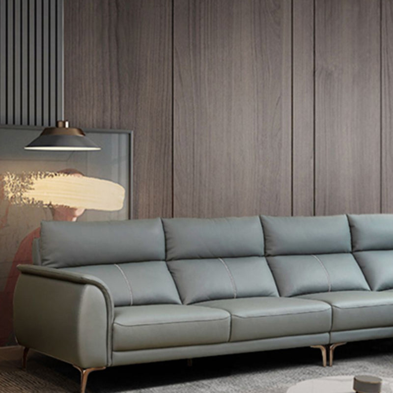 Flared Arms Sectionals Genuine Leather Sectional Sofa for Living Room Clearhalo 'furn' 'furn_sectionals' 'Furniture' 'Living Room Furniture' 'Sectionals' 7205075