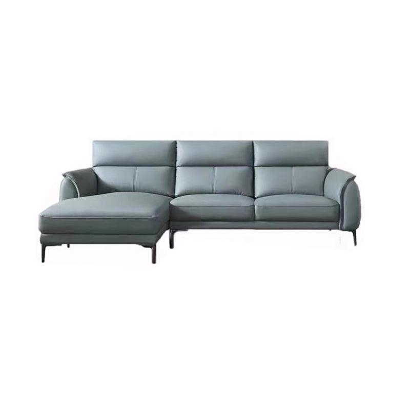 Flared Arms Sectionals Genuine Leather Sectional Sofa for Living Room 2-Seater Sofa with Chaise Lounge Genuine Leather Left Clearhalo 'furn' 'furn_sectionals' 'Furniture' 'Living Room Furniture' 'Sectionals' 7205080