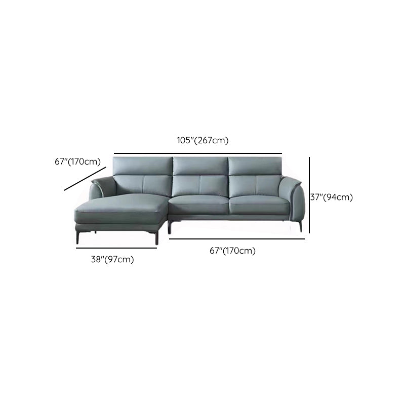Flared Arms Sectionals Genuine Leather Sectional Sofa for Living Room Clearhalo 'furn' 'furn_sectionals' 'Furniture' 'Living Room Furniture' 'Sectionals' 7205090