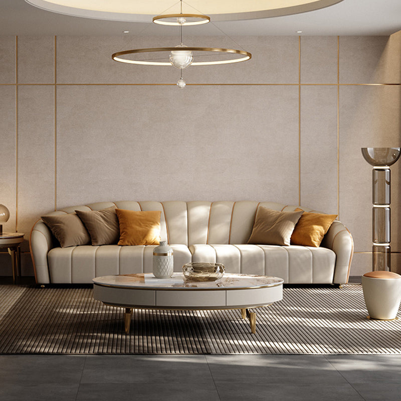 Section des bras en pente canapé sectionnel en cuir authentique pour le salon