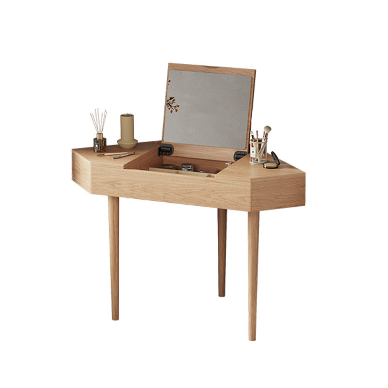 Traditional Bedroom Makeup Vanity Desk Solid Wood Vanity Dressing Table Makeup Vanity Natural Cabinet Not Included Clearhalo 'Bedroom Furniture' 'furn' 'furn_makeup_vanities' 'Furniture' 'Makeup Vanities' 'makeup_vanities' 7205149