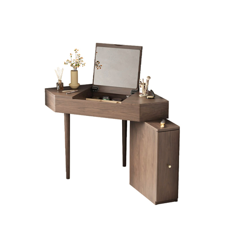 Traditional Bedroom Makeup Vanity Desk Solid Wood Vanity Dressing Table Makeup Vanity Nut-Brown Cabinet Included Clearhalo 'Bedroom Furniture' 'furn' 'furn_makeup_vanities' 'Furniture' 'Makeup Vanities' 'makeup_vanities' 7205151