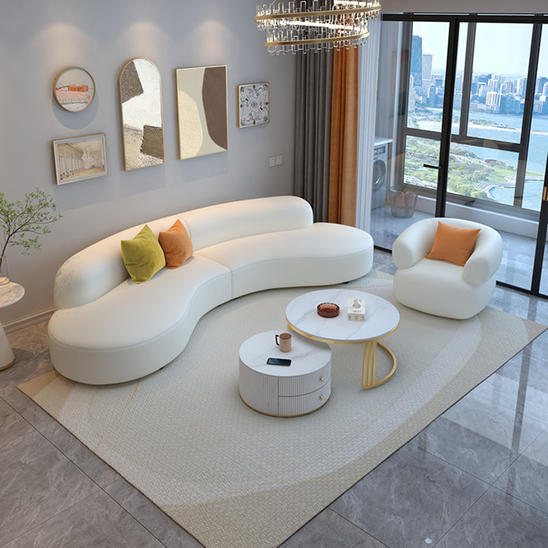 Coussin de coussin blanc en bois massif en bois incurvé pour le salon