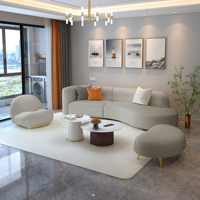 Grey Cushion Back Curved Sectional Sofa Scratch Resistant Sectionals Clearhalo 'furn' 'furn_sectionals' 'Furniture' 'Living Room Furniture' 'Sectionals' 7205265