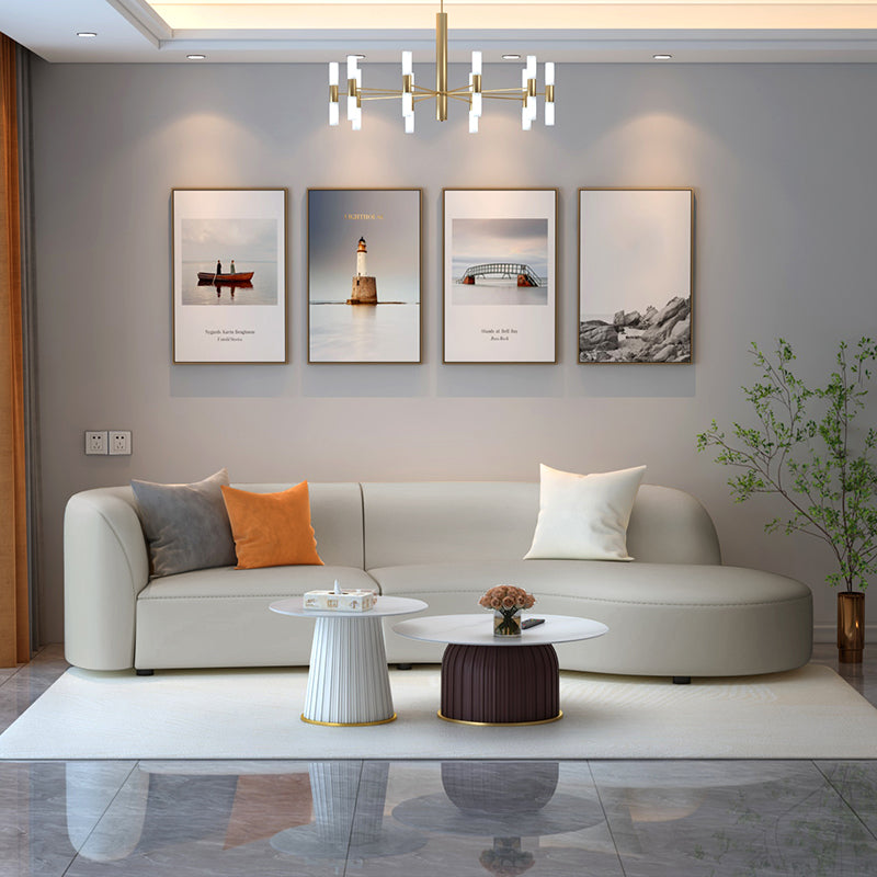 Grey Cushion Back Curved Sectional Sofa Scratch Resistant Sectionals Clearhalo 'furn' 'furn_sectionals' 'Furniture' 'Living Room Furniture' 'Sectionals' 7205267