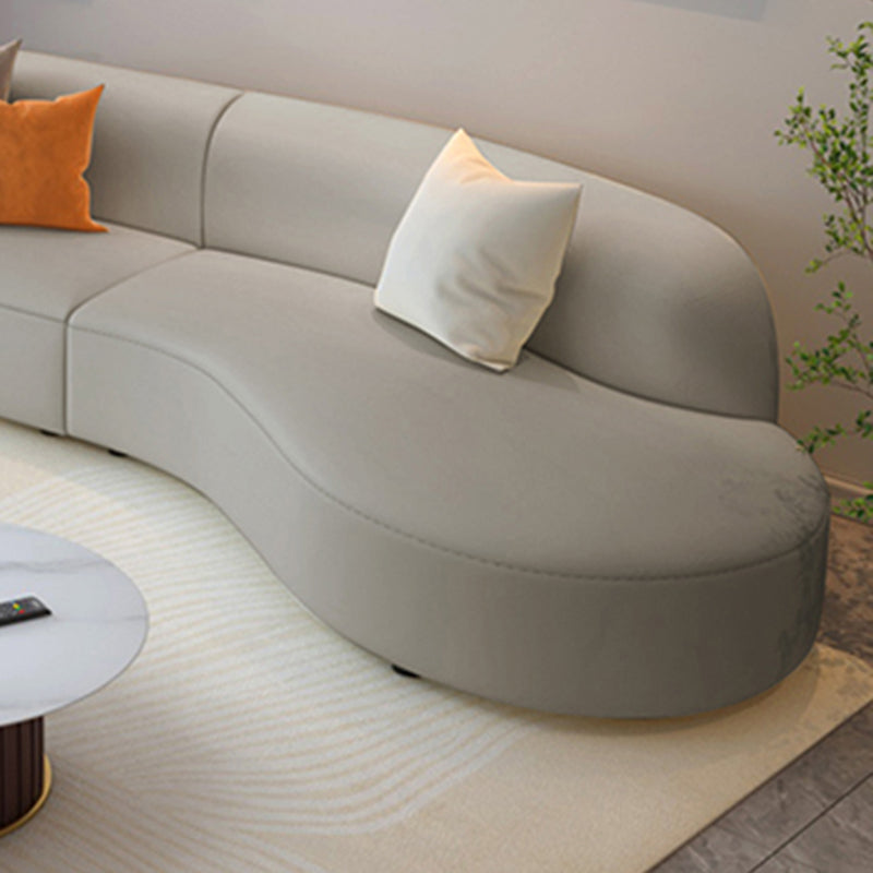 Grey Cushion Back Curved Sectional Sofa Scratch Resistant Sectionals Clearhalo 'furn' 'furn_sectionals' 'Furniture' 'Living Room Furniture' 'Sectionals' 7205270