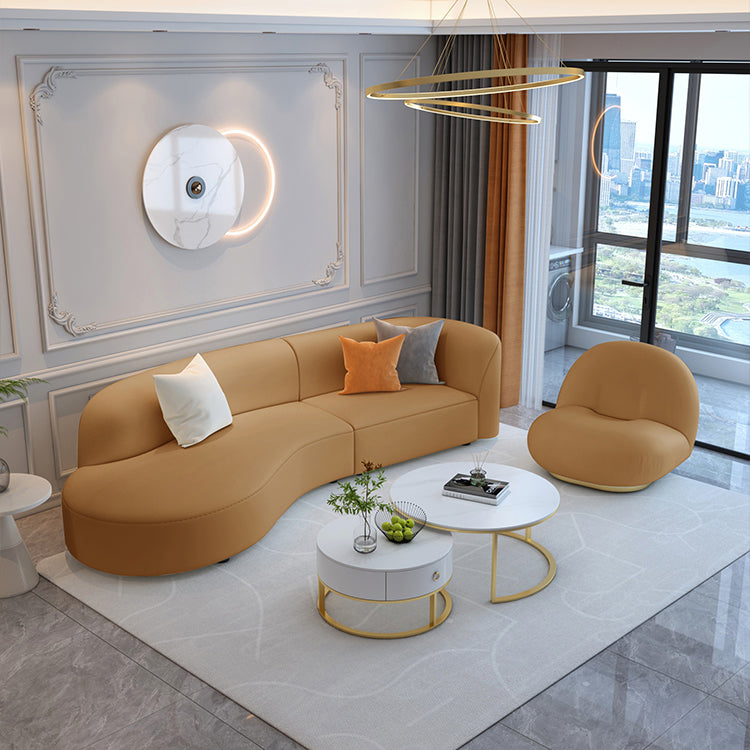 Brun un bras sectionnel canapé en bois massif en bois sectionnel pour le salon