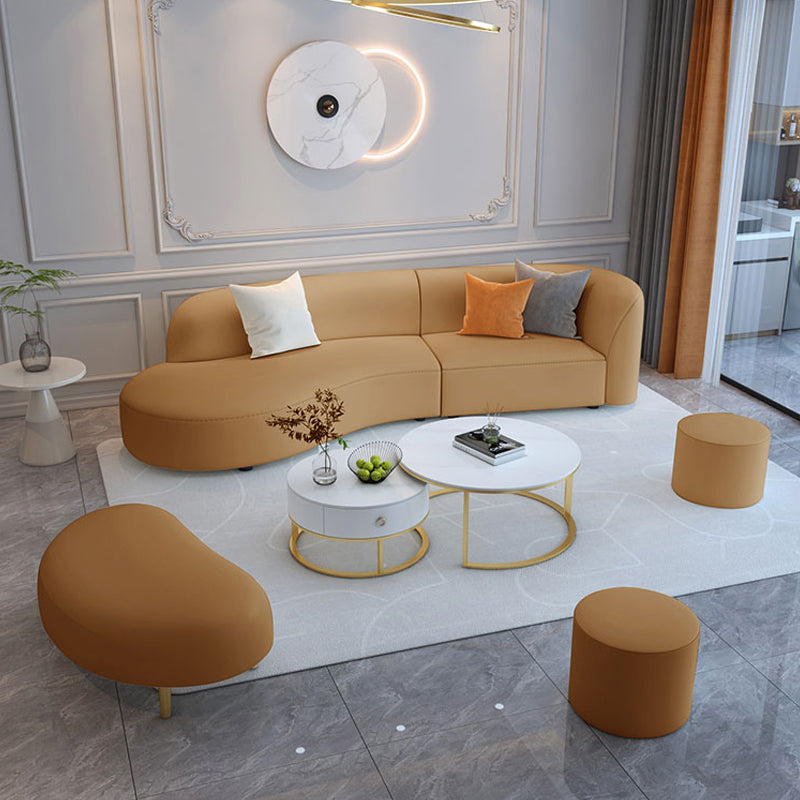 Brun un bras sectionnel canapé en bois massif en bois sectionnel pour le salon