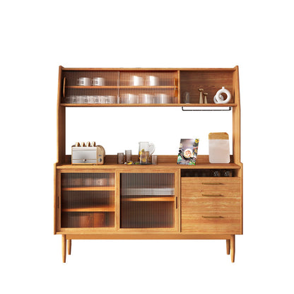 Modern Style Sideboard Table Pine Solid Wood Buffet Sideboard with 3-Drawer Natural