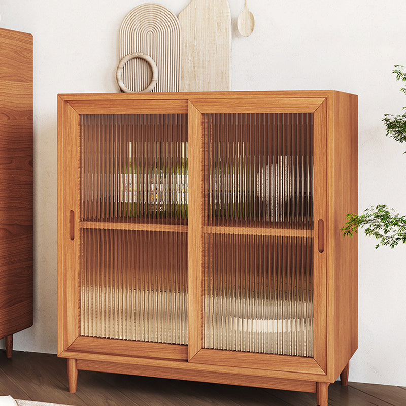 Modern Style Dining Server Pine Solid Wood Server with Glass Doors Clearhalo 'buffet_sideboard' 'Buffets & Sideboards' 'furn' 'furn_buffet_sideboard' 'Furniture' 'Kitchen & Dining Furniture' 7208451