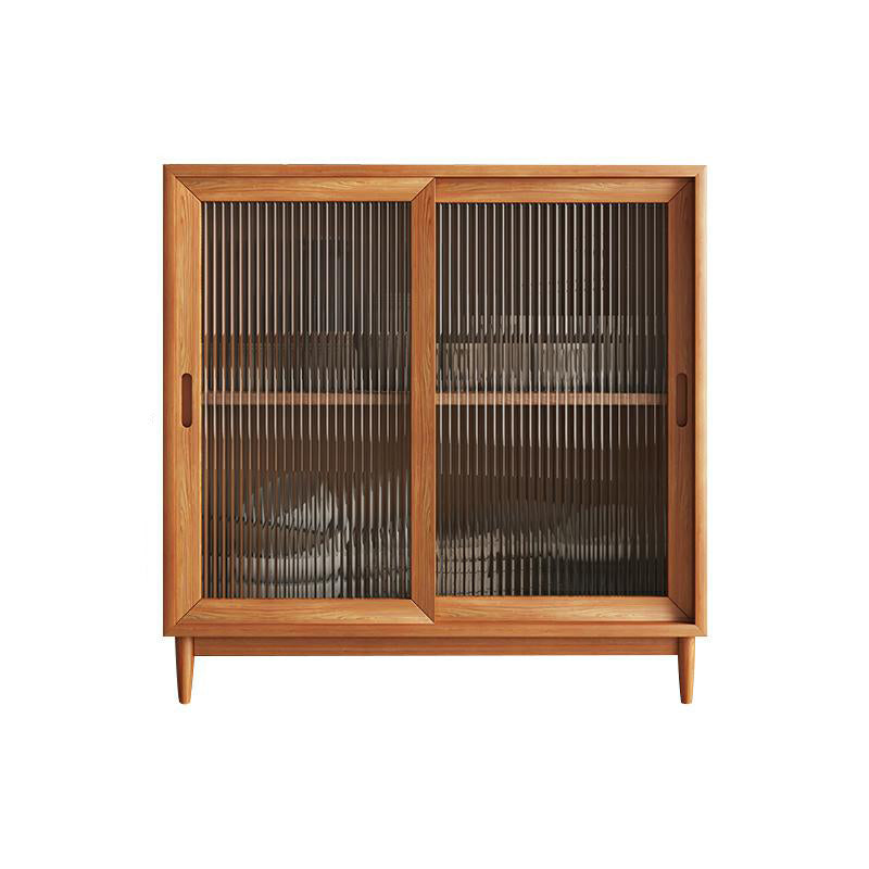 Modern Style Dining Server Pine Solid Wood Server with Glass Doors 31"L x 16"W x 37"H Cherry Wood Clearhalo 'buffet_sideboard' 'Buffets & Sideboards' 'furn' 'furn_buffet_sideboard' 'Furniture' 'Kitchen & Dining Furniture' 7208460