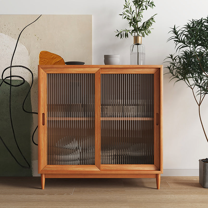 Modern Style Dining Server Pine Solid Wood Server with Glass Doors Clearhalo 'buffet_sideboard' 'Buffets & Sideboards' 'furn' 'furn_buffet_sideboard' 'Furniture' 'Kitchen & Dining Furniture' 7208466