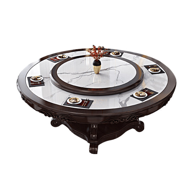 Stone Dining Table Round Dinner Table with Rubberwood Base for Dining Room Without Chairs Clearhalo 'Dining Tables & Seating' 'Dining Tables' 'dining_table' 'furn' 'furn_dining_table' 'Furniture' 'Kitchen & Dining Furniture' 7211670
