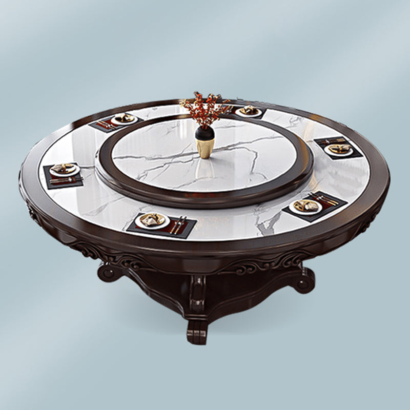 Stone Dining Table Round Dinner Table with Rubberwood Base for Dining Room Clearhalo 'Dining Tables & Seating' 'Dining Tables' 'dining_table' 'furn' 'furn_dining_table' 'Furniture' 'Kitchen & Dining Furniture' 7211673