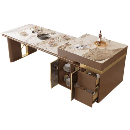 Stone Top Dinette Table with Storage Modern Kitchen Dining Table Without Chairs General Clearhalo 'Dining Tables & Seating' 'Dining Tables' 'dining_table' 'furn' 'furn_dining_table' 'Furniture' 'Kitchen & Dining Furniture' 7211677