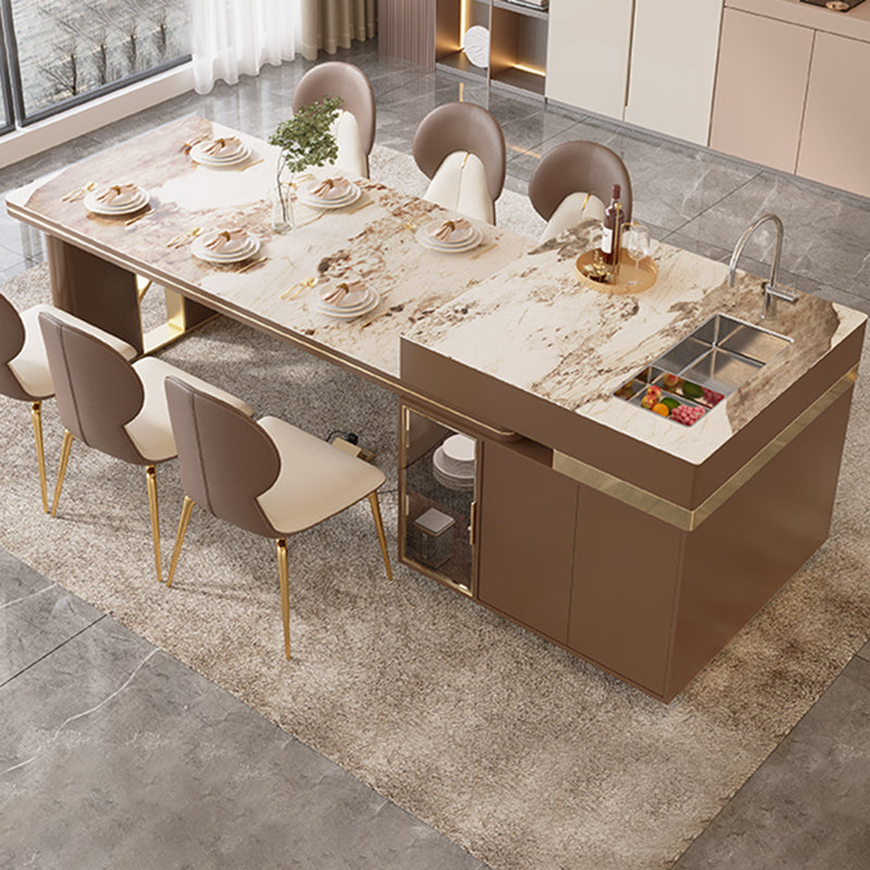 Stone Top Dinette Table with Storage Modern Kitchen Dining Table Clearhalo 'Dining Tables & Seating' 'Dining Tables' 'dining_table' 'furn' 'furn_dining_table' 'Furniture' 'Kitchen & Dining Furniture' 7211678