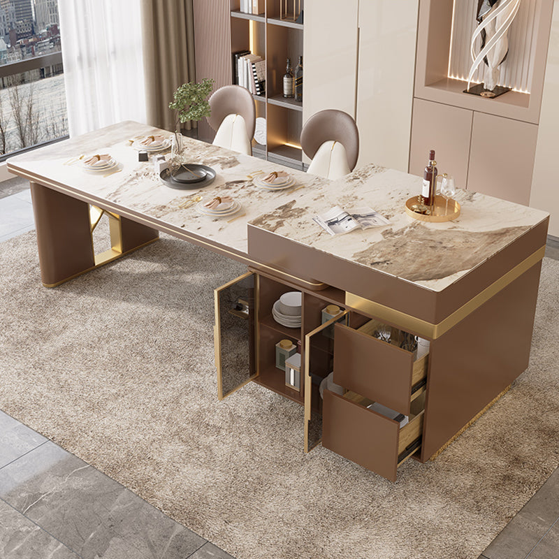Stone Top Dinette Table with Storage Modern Kitchen Dining Table Clearhalo 'Dining Tables & Seating' 'Dining Tables' 'dining_table' 'furn' 'furn_dining_table' 'Furniture' 'Kitchen & Dining Furniture' 7211680
