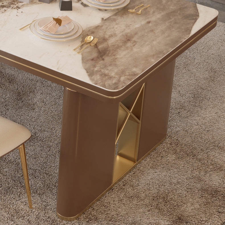 Stone Top Dinette Table with Storage Modern Kitchen Dining Table Clearhalo 'Dining Tables & Seating' 'Dining Tables' 'dining_table' 'furn' 'furn_dining_table' 'Furniture' 'Kitchen & Dining Furniture' 7211683