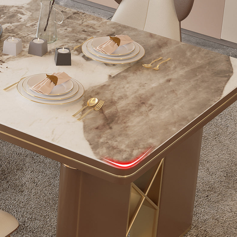 Stone Top Dinette Table with Storage Modern Kitchen Dining Table Clearhalo 'Dining Tables & Seating' 'Dining Tables' 'dining_table' 'furn' 'furn_dining_table' 'Furniture' 'Kitchen & Dining Furniture' 7211685