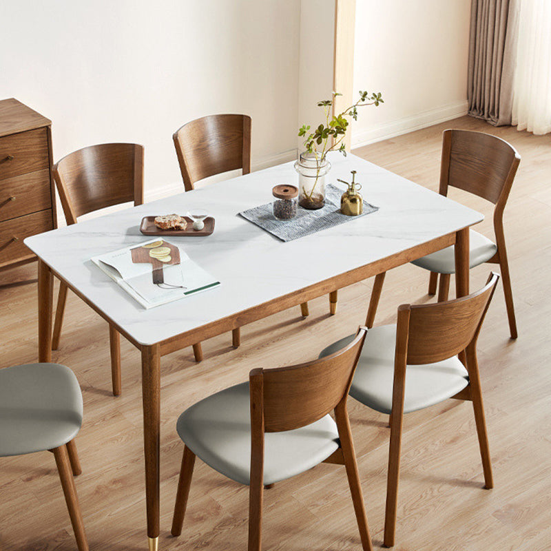 Sintered Stone Dining Table Rectangle Modern Dinner Table with Wooden Legs Clearhalo 'Dining Tables & Seating' 'Dining Tables' 'dining_table' 'furn' 'furn_dining_table' 'Furniture' 'Kitchen & Dining Furniture' 7211693
