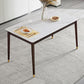 Sintered Stone Dining Table Rectangle Modern Dinner Table with Wooden Legs Brown Without Chairs Clearhalo 'Dining Tables & Seating' 'Dining Tables' 'dining_table' 'furn' 'furn_dining_table' 'Furniture' 'Kitchen & Dining Furniture' 7211694