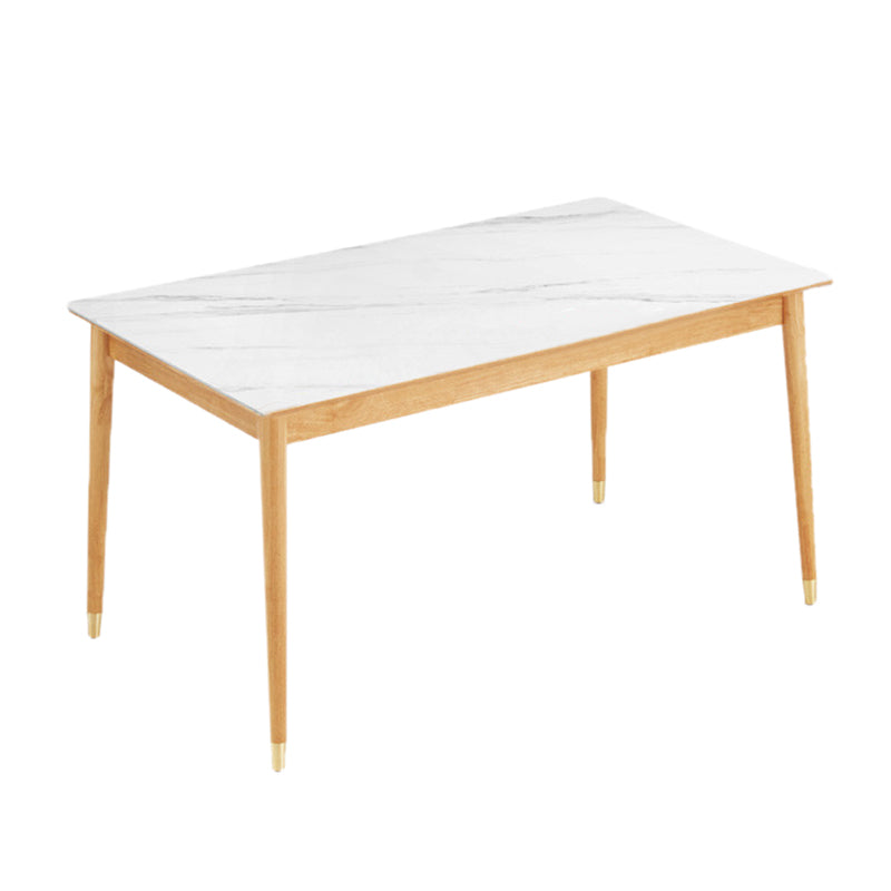Sintered Stone Dining Table Rectangle Modern Dinner Table with Wooden Legs Natural Without Chairs Clearhalo 'Dining Tables & Seating' 'Dining Tables' 'dining_table' 'furn' 'furn_dining_table' 'Furniture' 'Kitchen & Dining Furniture' 7211695