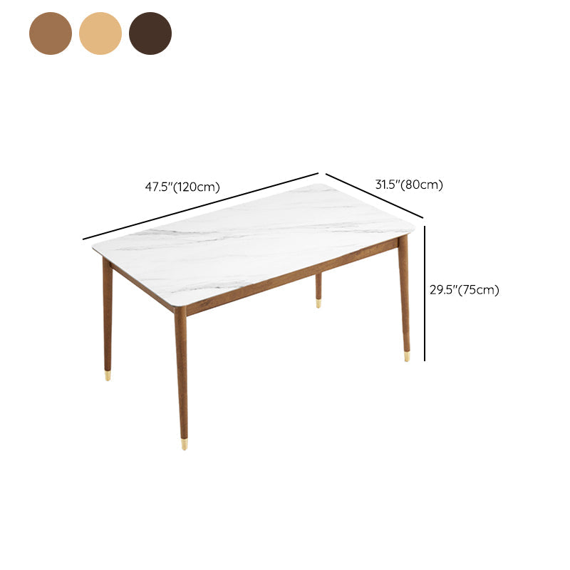 Sintered Stone Dining Table Rectangle Modern Dinner Table with Wooden Legs Clearhalo 'Dining Tables & Seating' 'Dining Tables' 'dining_table' 'furn' 'furn_dining_table' 'Furniture' 'Kitchen & Dining Furniture' 7211706