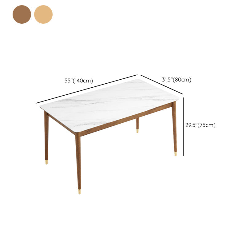 Sintered Stone Dining Table Rectangle Modern Dinner Table with Wooden Legs Clearhalo 'Dining Tables & Seating' 'Dining Tables' 'dining_table' 'furn' 'furn_dining_table' 'Furniture' 'Kitchen & Dining Furniture' 7211707