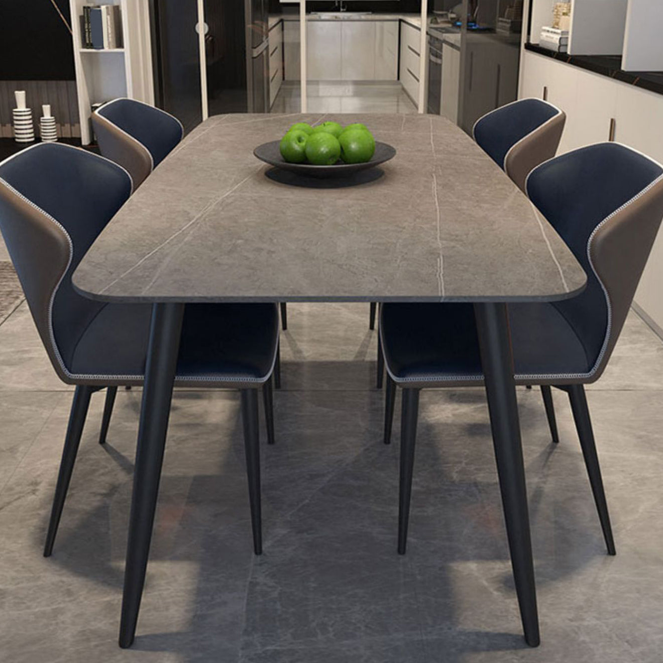 Modern Rectangle Dining Table Grey Sintered Stone Dinner Table for Dining Room Clearhalo 'Dining Tables & Seating' 'Dining Tables' 'dining_table' 'furn' 'furn_dining_table' 'Furniture' 'Kitchen & Dining Furniture' 7211709