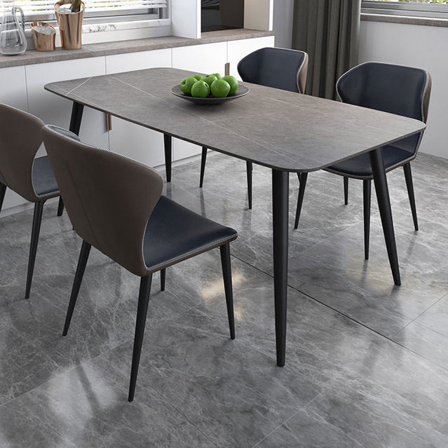 Modern Rectangle Dining Table Grey Sintered Stone Dinner Table for Dining Room Clearhalo 'Dining Tables & Seating' 'Dining Tables' 'dining_table' 'furn' 'furn_dining_table' 'Furniture' 'Kitchen & Dining Furniture' 7211711