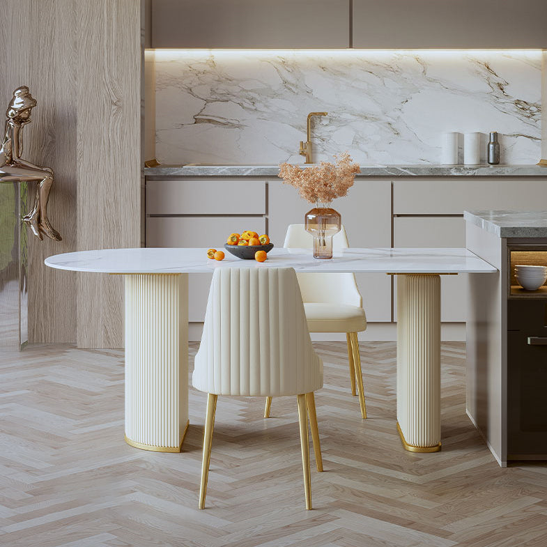 Modern White Dining Table Sintered Stone Dinner Table for Dining Room Clearhalo 'Dining Tables & Seating' 'Dining Tables' 'dining_table' 'furn' 'furn_dining_table' 'Furniture' 'Kitchen & Dining Furniture' 7211721