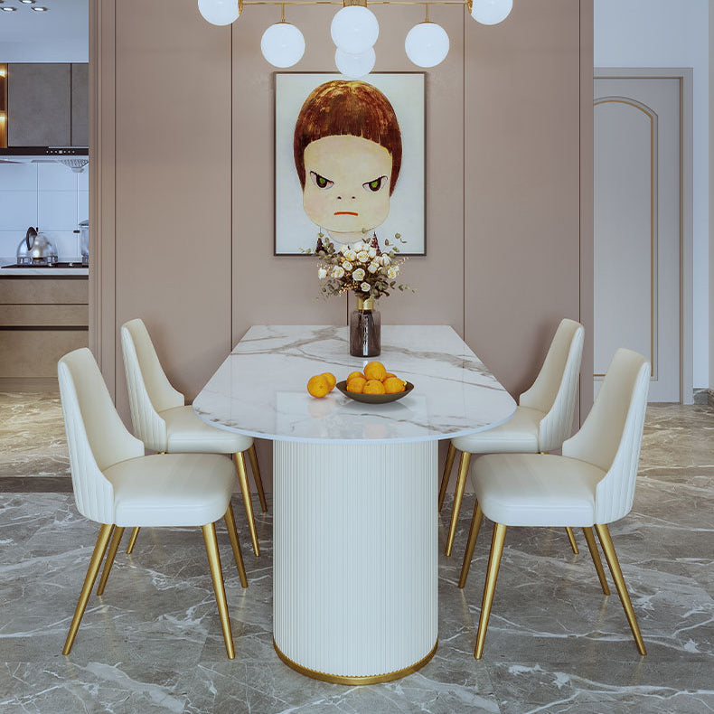 Modern White Dining Table Sintered Stone Dinner Table for Dining Room Clearhalo 'Dining Tables & Seating' 'Dining Tables' 'dining_table' 'furn' 'furn_dining_table' 'Furniture' 'Kitchen & Dining Furniture' 7211722
