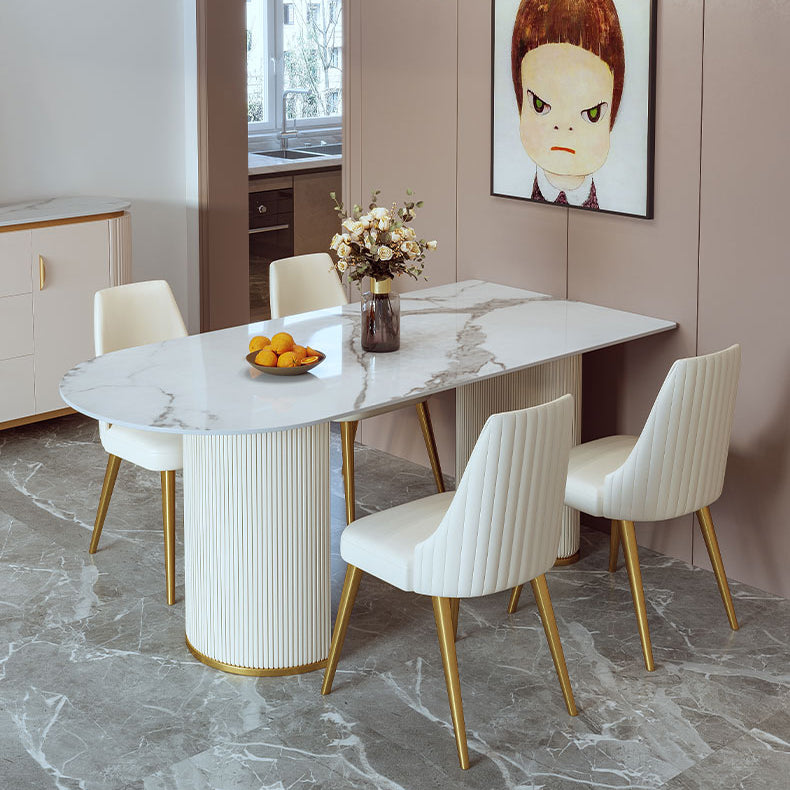 Modern White Dining Table Sintered Stone Dinner Table for Dining Room Clearhalo 'Dining Tables & Seating' 'Dining Tables' 'dining_table' 'furn' 'furn_dining_table' 'Furniture' 'Kitchen & Dining Furniture' 7211723