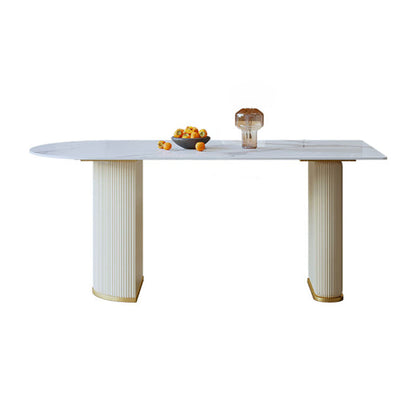 Modern White Dining Table Sintered Stone Dinner Table for Dining Room Without Chairs Clearhalo 'Dining Tables & Seating' 'Dining Tables' 'dining_table' 'furn' 'furn_dining_table' 'Furniture' 'Kitchen & Dining Furniture' 7211725