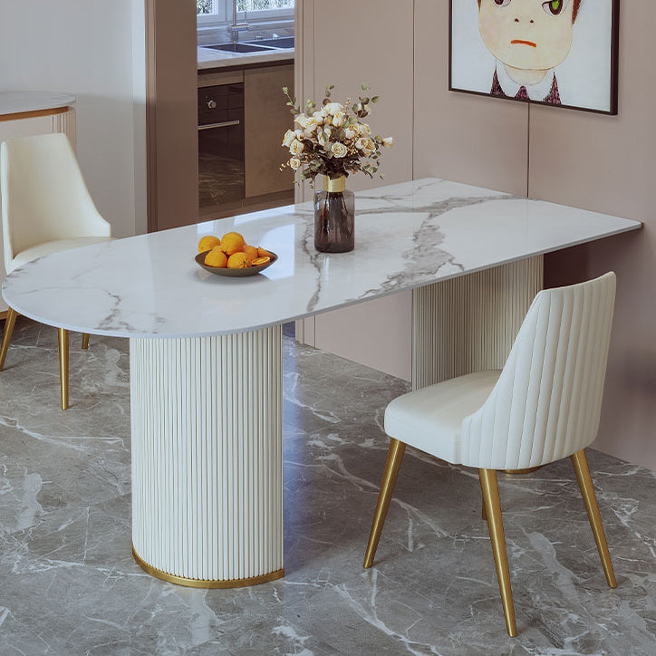 Modern White Dining Table Sintered Stone Dinner Table for Dining Room Clearhalo 'Dining Tables & Seating' 'Dining Tables' 'dining_table' 'furn' 'furn_dining_table' 'Furniture' 'Kitchen & Dining Furniture' 7211726