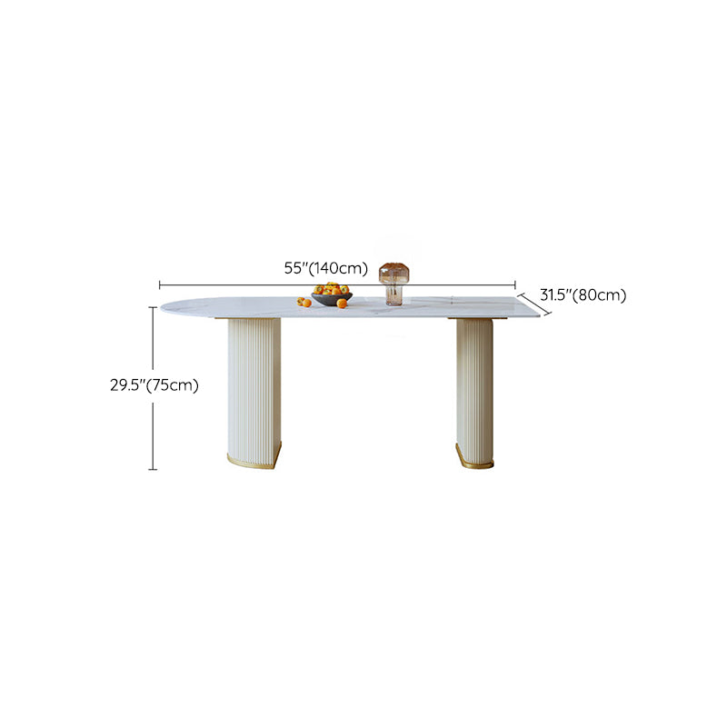 Modern White Dining Table Sintered Stone Dinner Table for Dining Room Clearhalo 'Dining Tables & Seating' 'Dining Tables' 'dining_table' 'furn' 'furn_dining_table' 'Furniture' 'Kitchen & Dining Furniture' 7211729