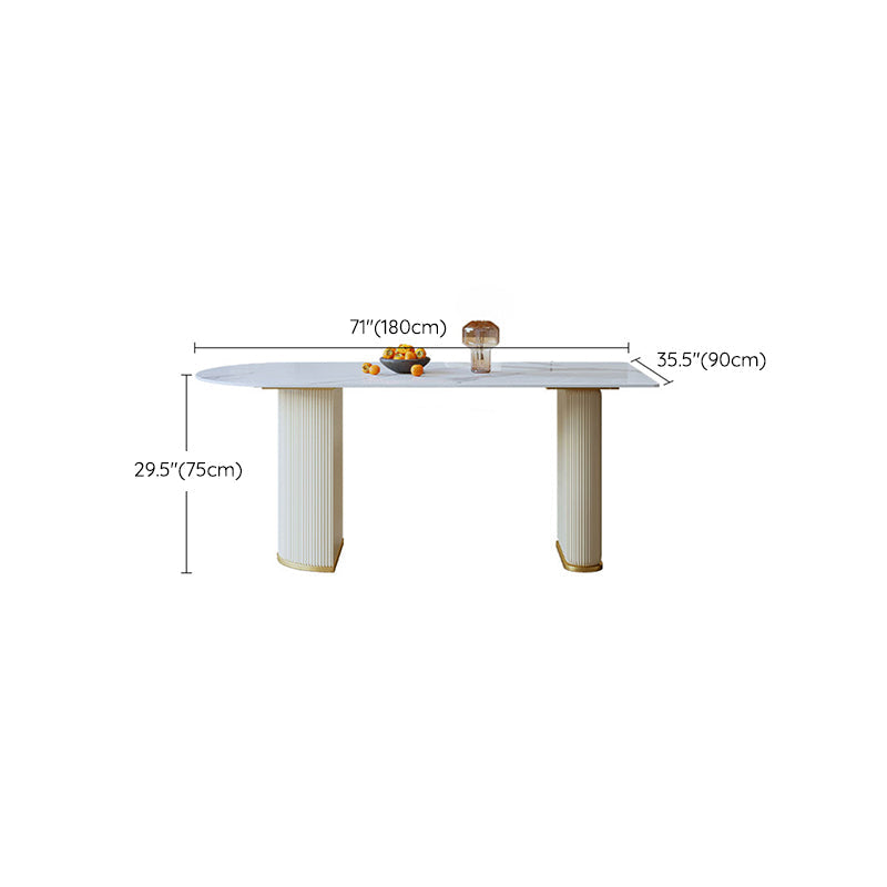 Modern White Dining Table Sintered Stone Dinner Table for Dining Room Clearhalo 'Dining Tables & Seating' 'Dining Tables' 'dining_table' 'furn' 'furn_dining_table' 'Furniture' 'Kitchen & Dining Furniture' 7211731